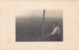 Delcampe - A093 Real Photo 1919 Girl In Profile Watching Landscape From Bavaria Postcard - Sonstige & Ohne Zuordnung