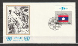 Delcampe - Enveloppe Premier Jour FDC Des Nations-Unies, New York : Drapeau Laos 1986 - FDC