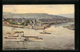 Delcampe - Künstler-AK Coblenz, Blick Auf Das Deutsche Eck - Sonstige & Ohne Zuordnung