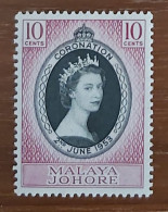 Delcampe - EC283 MALAYA JOHORE STAMP 1953 QEII CORONATION 10C MNH - Johore