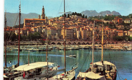 Delcampe - [-10%] FRANCE - Menton - Port - Vieille Ville - Bateau - Transport - Animé - Pont - Frontière - 1972 - Carte Postale - Menton