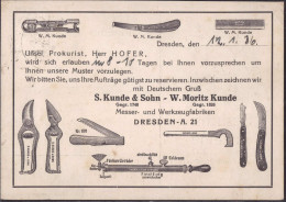 Delcampe - Gest. Dresden Werkzeugfabrik Kunde & Sohn 1936 - Werbepostkarten