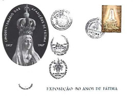 Delcampe - Portugal & FDC 50 Anos Das Aparições De Fátima, Exposiçao, Fátima 1967 (17870) - FDC