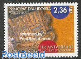 Delcampe - Andorra, French Post 2003 Constitution 1v, Mint NH, History - Various - Coat Of Arms - Justice - Ungebraucht