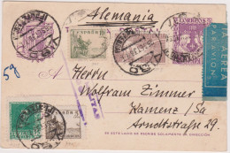Delcampe - Espagne, Entier Postal 1938 Avec Complément D'affranchissement Pour L'allemagne - 1931-....