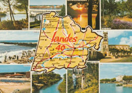 Delcampe - 1 Map Of France * 1 Ansichtskarte Mit Der Landkarte - Département Landes - Ordnungsnummer 40 * - Landkarten