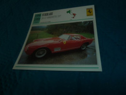 Delcampe - 1956-1959 - Voitures De Course - Ferrari 250 Gt Berlinette 1957 - Moteur Avant, 12 Cylindres En V - Italie - Fiche Techn - Automobili