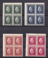 Delcampe - Greece 1937 King George II Complete Set Block Of Four MNH - Unused Stamps