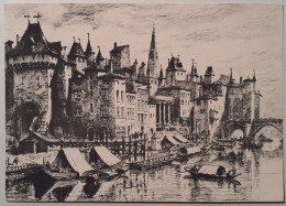 Delcampe - LYON (69/Rhône) - Ancienne Rive Pecherie / Porte Lanterne - Pont Change - CP Moderne Reproduisant Eau Forte De J. Drevet - Lyon 2