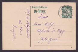 Delcampe - GERMANY Bavaria, Pre-stamped Postcard Mi #P98, Posted - Brieven En Documenten