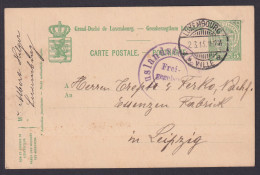 Delcampe - LUXEMBOURG 1915, Pre-stamped Postcard To Leipzig Germany, Censored - 1907-24 Abzeichen