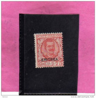 Delcampe - COLONIE ITALIANE ERITREA 1926 OVERPRINTED ITALY CENTESIMI 75 - SOPRASTAMPATO D'ITALIA FLOREALE MNH - Eritrea