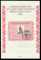 Delcampe - Germany Deutschland Berlin 1981 / Block Gedenkblatt 3 / Philatelie Und Wohlfahrt / Welfare, Marsh Gladiolus, Flower - Briefe U. Dokumente