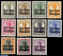 Delcampe - Poland 1916 German Occupation 11v, Unused (hinged), History - World War I - German Occupations - Ongebruikt
