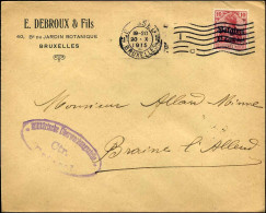 Delcampe - OC3 Op Cover Naar Braine L'Alleud - "E. Debroux & Fils, Brux." - "Ctr. Militärischen Uberwachungsstelle Brüssel" - OC1/25 General Government