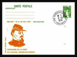 Delcampe - 0349 France Entier Postal Stationery 1970 Type Sabine TB Belfort DENFER ROCHEREAU Marron - AK Mit Aufdruck (vor 1995)