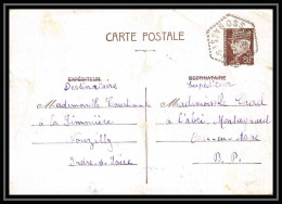 Delcampe - 4859 Zone Occupee Guerre 1941 Osse En Aspe Pyrenees 80c Petain Entier Stationery Carte Postale Nouzilly Indre Lac - Enveloppes Types Et TSC (avant 1995)