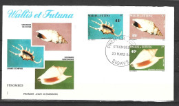 Delcampe - WALLIS & FUTUNA. N°314-6 De 1984 Sur Enveloppe 1er Jour. Coquillages. - Muscheln