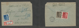 Delcampe - POLAND. 1943 (Oct) Nazi Occup. Dorina Uber Kalina - Jaroslau. Multifkd Front And Reverse Hitler Issue Registered Envelop - Autres & Non Classés