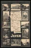 Delcampe - AK Jever, Audienzsaal Im Grossherzoglichen Schloss, Mitscherlich-Denkmal, Schlosser-Denkmal, Rathaus Und Schützenhof - Jever