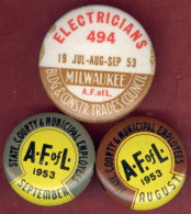 Delcampe - ** LOT  3  BROCHES  MILWAUKEE  A. F.  Of  L.  1953 ** - Brooches