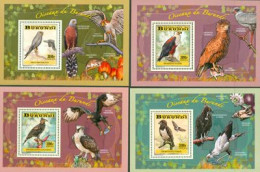Delcampe - Burundi 2014 - Les Oiseaux Du Burundi - Rapaces - 4 Blocs De Luxe - Unused Stamps