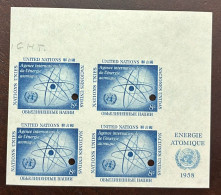 Delcampe - MI) 1958 UNITED NATIONS, INTERNATIONAL ATOMIC ENERGY AGENCY, PERFORATED IN IMAGES, IMPERFORATED SHEET, NAVY BLUE - Neufs