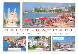 Delcampe - [-5%] FRANCE - ST Raphael - Multivues - Église - Plage - Marché Aux Poissons - Casino - Port Santa Lucia - Carte Postale - Saint-Raphaël