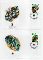 Delcampe - - WWF / LES BÉNITIERS GÉANTS / Tridacna Maxima - 4 FDC NIUE 2002 - - Muscheln