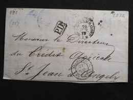 Delcampe - BO 20  BELGIQUE  LETTRE RARE COVER P.D.    1872   BRUXELLES    A ST JEAN D ANGELY FRANCE  ++++ + + - Other & Unclassified