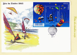 Delcampe - 29551 ️  Enveloppe G.F 20x14,5  Sport AIR Char Voile FDC Fête Timbre LE CREUSOT 12-10-2013 (•◡•) Bloc-Feuillet YT 4810 - 2010-2019