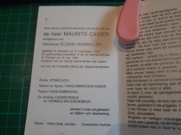Delcampe - Devotie Overlijden D.P. - Maurice Casier (Vermeulen) - Aartrijke 1908 - Torhout 1987 - Obituary Notices