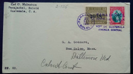 Delcampe - GUATEMALA 1938, COVER USED, PANAJAGHEL SOLOLA, HAND STAMP, SLOGAN, NEW SALEM CITY CANCEL,  OVERPRINT, 2 DIFF STAMPS. - Guatemala