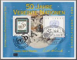 Delcampe - DEUTSCHLAND Vignettenblock, Gestempelt, 50 Jahre UNO, 1995, Zur Ausstellung Sindelfingen - Vignetten (Erinnophilie)