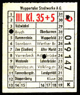 Delcampe - Wuppertal Schwebebahn ~1951 35+5 Pfg III.Klasse - Fahrschein Boleto Biglietto Ticket Billet - Europe