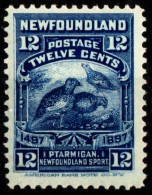Delcampe - Newfoundland, Canada 1897 - SG #74, 12cts, Deep Blue - Willow Grouse - QV - MLH/OG, CV £42.00 - 1865-1902