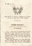 Delcampe - De145 Regio Decreto 1872,pedaggio Per Transito Sul Ponte Del Fiume Aventino - Decrees & Laws