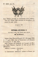 Delcampe - De84 Regio Decreto 1872,scioglie La Commissione  Alle Azioni Di Valor Civile - Decrees & Laws