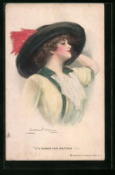 Delcampe - Künstler-AK Clarence F. Underwood: It`s Always Fair Weather, Fräulein Mit Grossem Hut - Underwood, Clarence F.