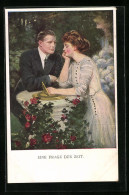 Delcampe - Künstler-AK Clarence F. Underwood: Treffen Bei Der Sonnenuhr - Underwood, Clarence F.