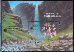 Delcampe - Lesotho 1990 Garden Exposition S/s, Mint NH, Nature - Flowers & Plants - Water, Dams & Falls - Lesotho (1966-...)