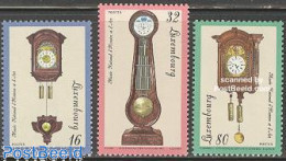 Delcampe - Luxemburg 1997 Clocks 3v, Mint NH, Science - Weights & Measures - Art - Art & Antique Objects - Clocks - Unused Stamps