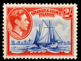 Delcampe - Gilbert & Ellice Islands  1939 - SG #52, 2s Shillings - HMCS Nimanoa - King George VI - MLH, CV £14.00 - Isole Gilbert Ed Ellice (...-1979)