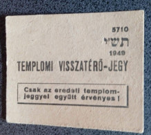 Delcampe - D209105  Hungary  - Budapest  -  Dohány Street Synagogue – Return-to-Temple Ticket, 1949 Judaica - Biglietti D'ingresso