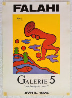 Delcampe - BELLE AFFICHE D'ART ANCIENNE ORIGINALE FALAHI EXPOSITION Galerie 5 Paris 1974 Nu Femme - Plakate