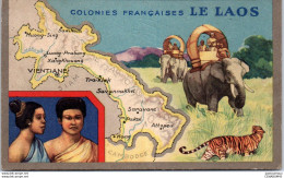 Delcampe - LAOS - Carte Des Colonies Edition Lion Noir - Laos