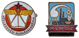 Delcampe - 1960 K. "Közlekedési Munkásakadémia" Zománcozott Bronz Iskolajelvény (20mm) + "M.V.M.SZ. (Magyar Vegyipari Művek Szövetk - Non Classificati