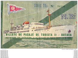 Delcampe - 510Bf   Espagne Lot De 2 Billets Bateau Billete De Pasaje De Turista II Et III Butaca - Other & Unclassified