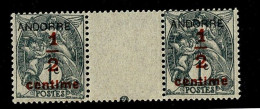 Delcampe - ANDORRA ANDORRE 1931 Type Blanc Surchargé YT1 Paire Interpanneaux ** MNH  2 Scan - Ungebraucht