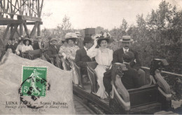 Delcampe - PARIS, LUNA PARK, SCENIC RAILWAY, NORTHERN MASSIF, MEN, WOMEN WITH HAT, POSTCARD, FRANCE - Parks, Gärten